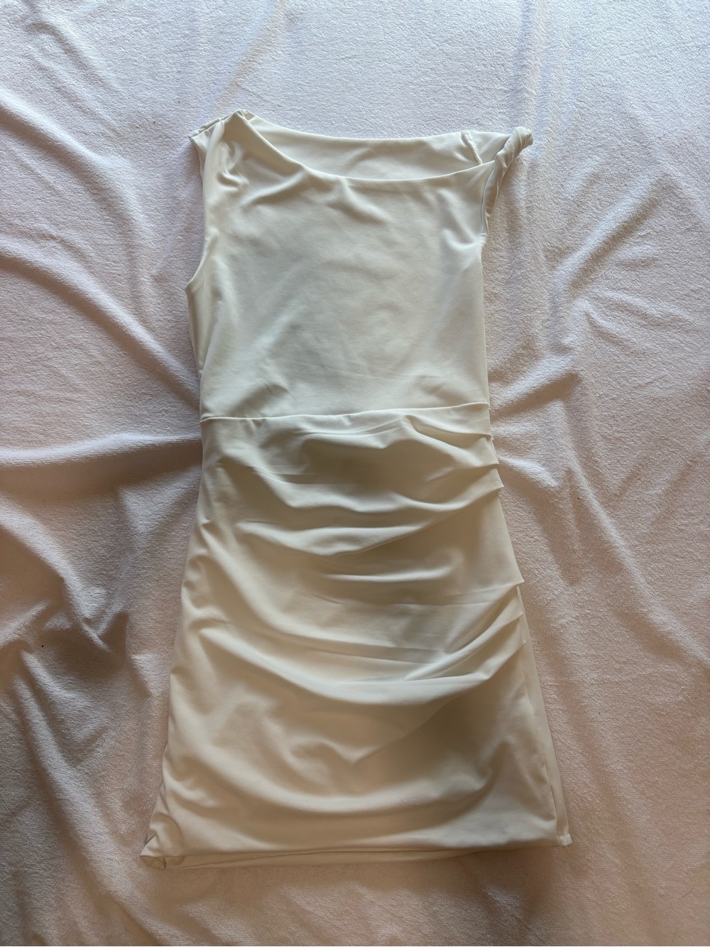 SHEIN Cream Mini Dress with Ruched Skirt